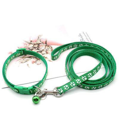 Cute Paw Print Pet Traction Rope and Collar Set