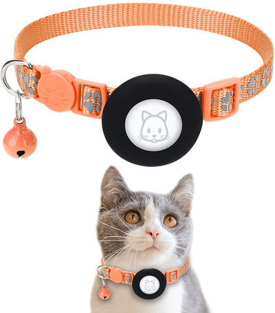 Location GPS Tag Case Cat Collar with Reflective Nylon and Bell